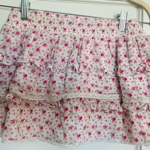 Loveshackfancy Girls Size 12 Billie Ruffle Skirt- pink floral
